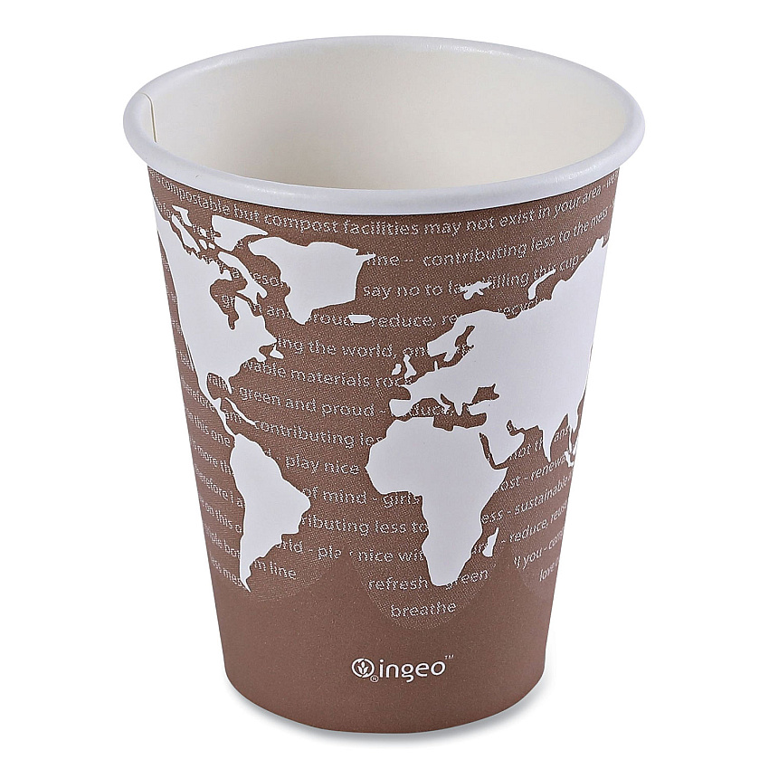 Eco-Products World Art Renewable and Compostable Hot Cups, 8 oz, 50/Pack, 20 Packs/Carton (EPBHC8WA)