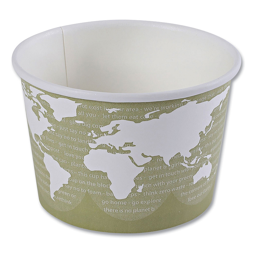 Eco-Products World Art Renewable and Compostable Food Container, 16 oz, 4.05 Diameter x 3 h, Seafoam, Paper, 25/Pack, 20 Packs/Carton (EPBSC16WA)