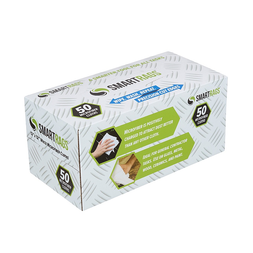 Smart Rags Microfiber Cloths 12x12 White, Pack Of 50 (M950W-INNERBX)