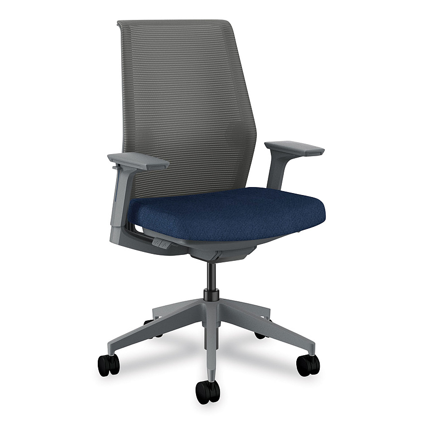 HON Cipher Mesh Back Task Chair, Supports Up to 300 lb, 15" to 20" Seat Height, Navy Seat, Charcoal Back, Charcoal Base (CRTHSCA13LRS)