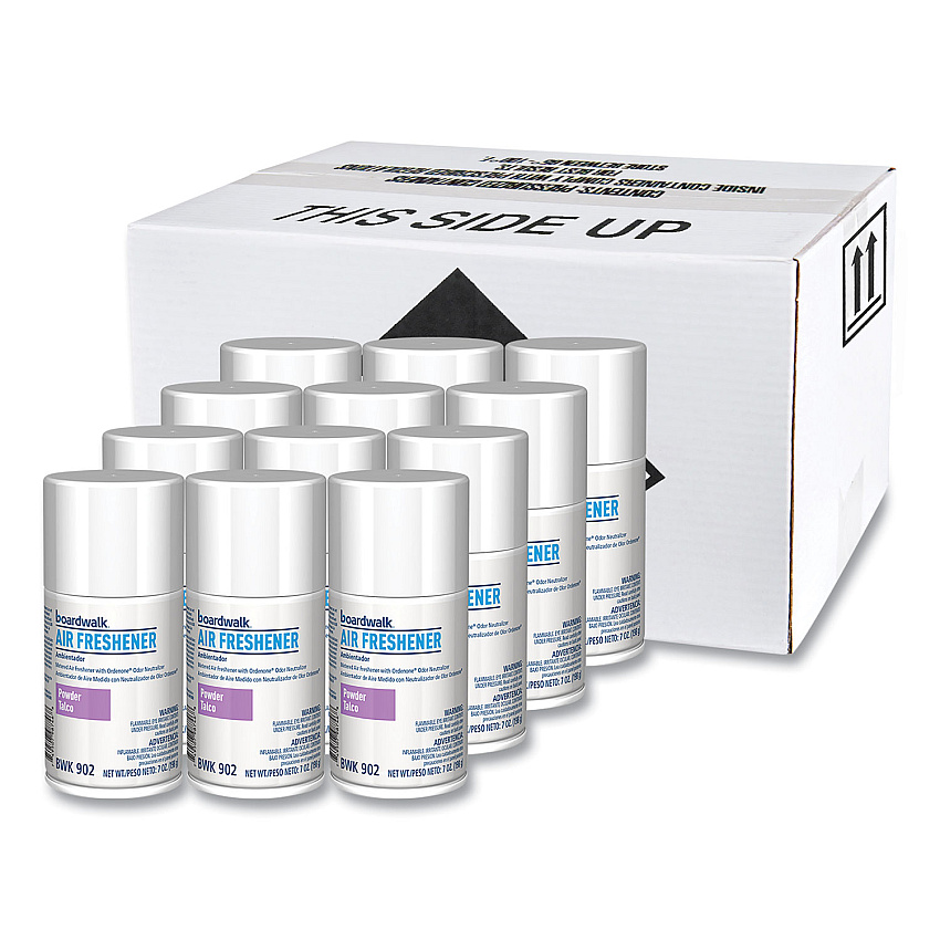 Boardwalk&reg; Metered Air Freshener Refill, Powder Mist, 12 Cans (BWK902)