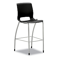 HON Motivate Four-Leg Cafe Height Stool, Supports Up to 300 lb, 30" Seat Height, Onyx Seat, Onyx Back, Platinum Base (MG5NEONPLAT)