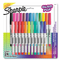 Sharpie Ultra Fine Tip Permanent Marker, Ultra-Fine Needle Tip, Assorted 80s Glam Colors, 24/Pack (2185227)