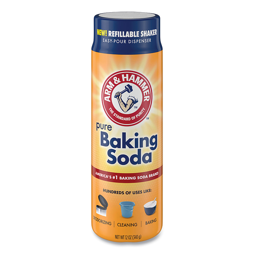 Arm & Hammer Baking Soda, 12 oz Refillable Shaker Canister, 6/Carton (3320097531)