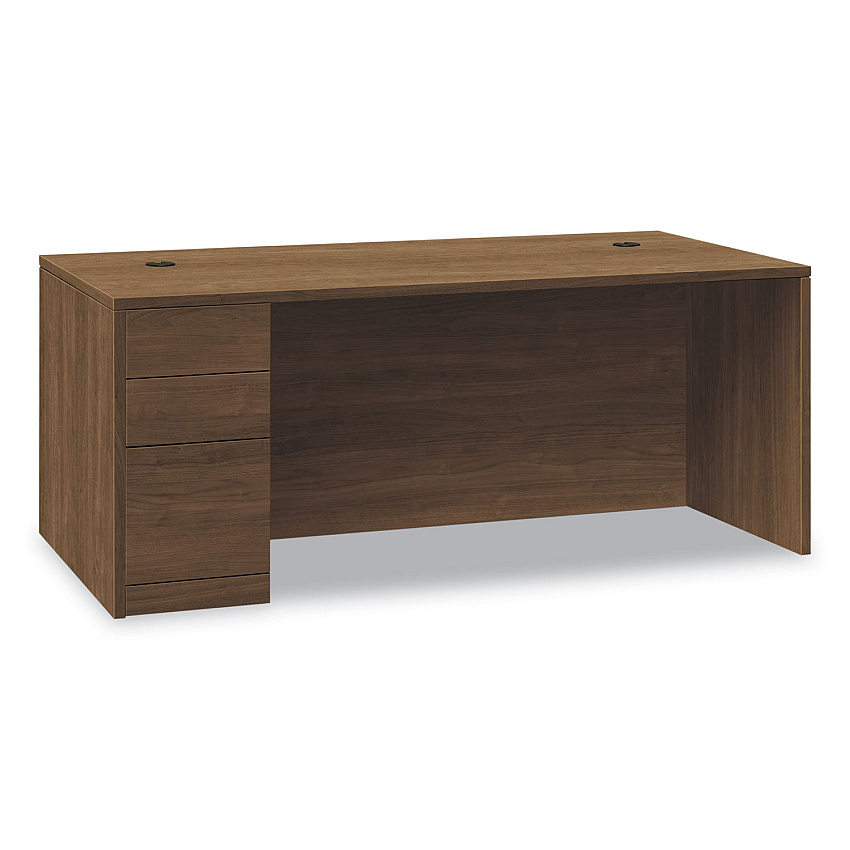 HON 10500 Series Single Pedestal Desk, Left Pedestal: Box/Box/File, 66" x 30" x 29.5", Pinnacle (105898LPINC)