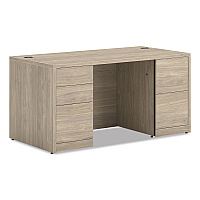 HON 10500 Series Double Pedestal Desk with Full Pedestals, 60" x 30" x 29.5", Kingswood Walnut (105892LKI1)