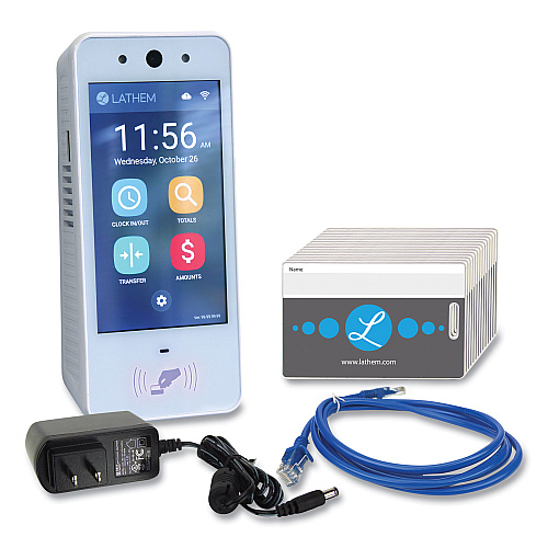 Lathem PCEXPRESS Contactless Touch-Free Wi-Fi Digital Time Clock System, 5 Touch Screen LCD Display, White (PCEXPRESSWEB)