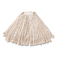 Cut-End Cotton Wet Mop Heads, Cotton/Plastic, White, 12/Carton