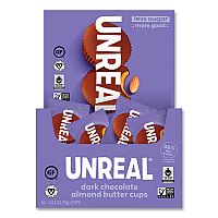 UNREAL Dark Chocolate Almond Butter Cups, 0.53 oz, Individually Wrapped, 40/Pack (22002089)