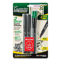 Dri Mark Smart Money Counterfeit Detector Pen with Reusable UV LED Light, U.S.; Most Foreign Currencies, Black (351UVB)