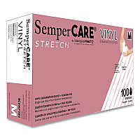 SemperCare Stretch Vinyl Examination Gloves, Cream, Medium, 100/Box (SCVNP103BX)