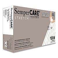 SemperCare Stretch Vinyl Examination Gloves, Cream, X-Large, 100/Box (SCVNP105BX)