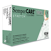 SemperCare Stretch Vinyl Examination Gloves, Cream, Small, 100/Box (SCVNP102BX)