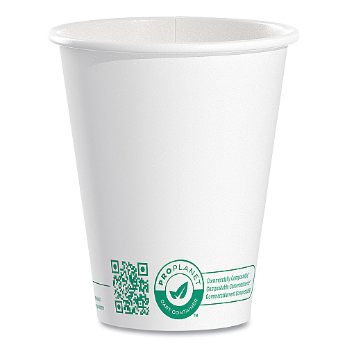 SOLO Compostable Paper Hot Cups, ProPlanet Seal, 8 oz, White/Green, 1,000/Carton (378PLAPLANET)