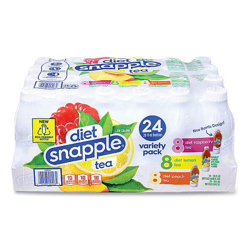 Snapple Ice Tea Variety Pack, Assorted Flavors, 20 oz Bottle, 24/Carton (22002043)