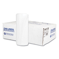 Inteplast Group High-Density Commercial Can Liners, 60 gal, 17 mic, 38" x 60", Clear, Interleaved Roll, 25 Bags/Roll, 8 Rolls/Carton (S386017N)
