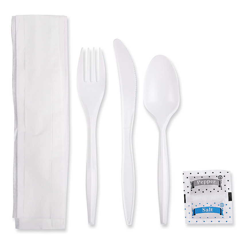 Boardwalk&reg; Wrapped Cutlery Kit with Salt, Pepper & Napkin, 250 Kits (BWK6KITMW)