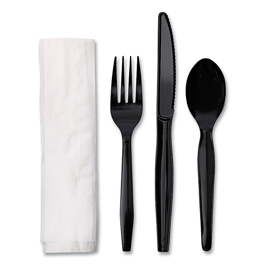 Boardwalk&reg; Four-Piece Cutlery Kit, Fk/Kf/Npkn/Tsp, 250 Packs (BWKFKTNMWPSBLA)