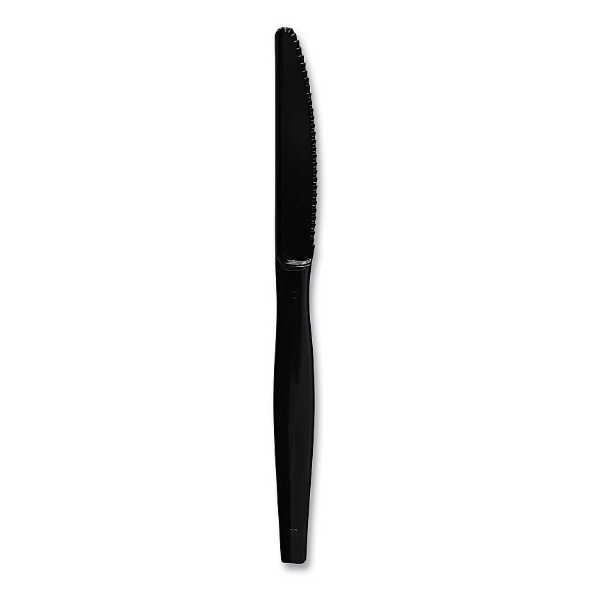 Boardwalk&reg; Full Length Polystyrene Cutlery Knife, Black, 1000/Ctn (BWKKNIFEHWBLA)