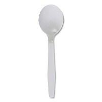 Boardwalk&reg; Plastic Cutlery, Soup Spoon, White, 1000/Carton (BWKSOUPSPOON)