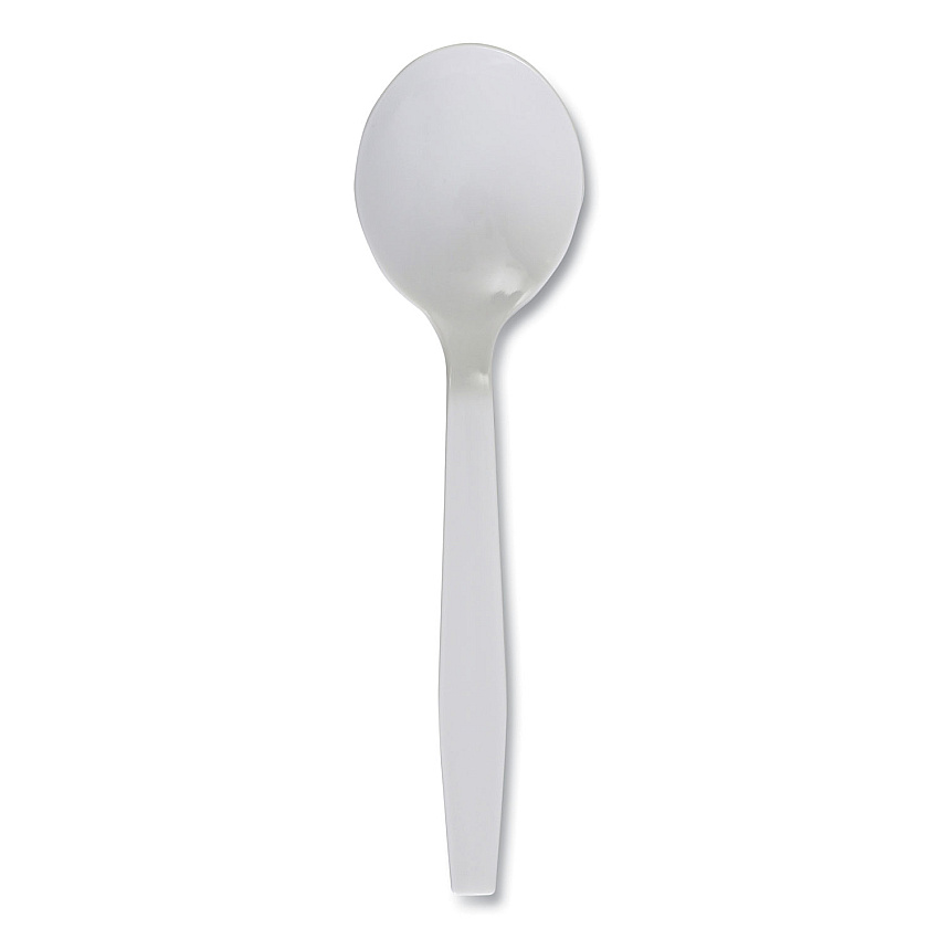 Boardwalk&reg; Plastic Cutlery, Soup Spoon, White, 1000/Carton (BWKSOUPSPOON)