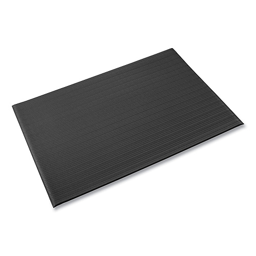 Crown Mats Ribbed Vinyl Anti-Fatigue Mat, Rectangular, Black Ribbed Surface, 36" x 12 ft (FL3612BK)