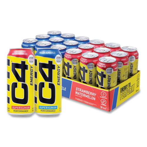 C4 Energy Drink Variety Pack, Assorted Flavors, 16 oz Can, 18