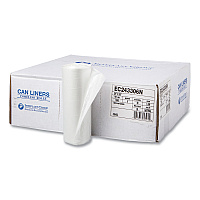 Inteplast Group High-Density Commercial Can Liners, 16 gal, 6 mic, 24" x 33", Natural, Perforated Roll, 50 Bags/Roll, 20 Rolls/Carton (EC243306N)
