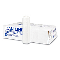Inteplast Group High-Density Commercial Can Liners, 10 gal, 8 mic, 24" x 24", Natural, Interleaved Roll, 50 Bags/Roll, 20 Rolls/Carton (S242408N)