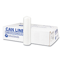 Inteplast Group High-Density Commercial Can Liners, 30 gal, 8 mic, 30" x 37", Clear, Interleaved Roll, 25 Bags/Roll, 20 Rolls/Carton (S303708N)