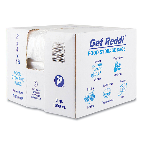 Inteplast Group Food Bags, 2 gal, 8" x 4" x 18", Clear, 1,000/Carton (PB080418)