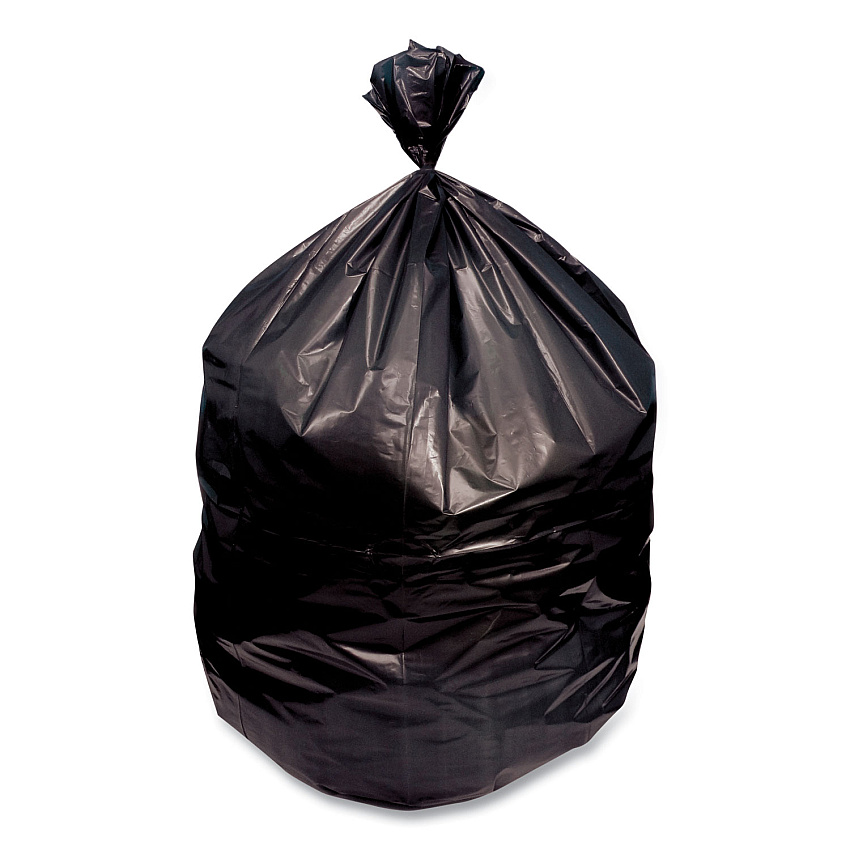 Boardwalk Low-Density Waste Can Liners, 23 gal, 0.9 mil, 28" x 45", Black, Perforated Roll, 25 Bags/Roll, 8 Rolls/Carton (BWK2845SJB)