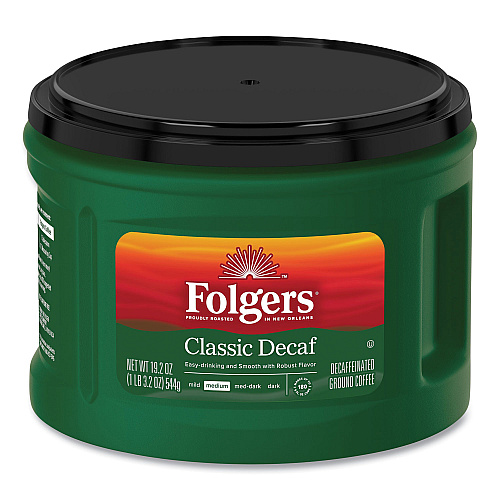 Folgers Coffee, Classic Roast Decaffeinated, Ground, 19.2 oz Can (00374EA)