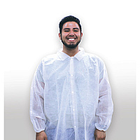 Pharma-coat Lab Coat Polypro Ew Np Snap Front White - Case Of 30 (PCOAT797-M)