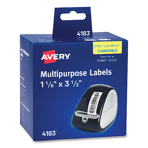 Avery Multipurpose Thermal Labels, 3.5 x 1.3, White, 350/Roll, 2 Rolls/Box (4183)