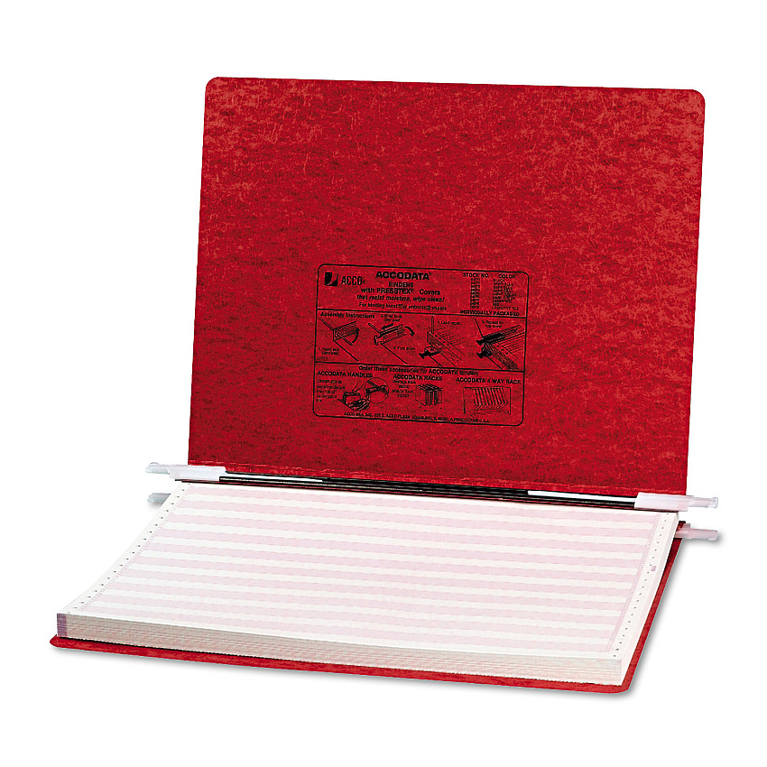 Acco PRESSTEX Covers with Storage Hooks, 2 Posts, 6" Capacity, 14.88 x 11, Executive Red (54079)