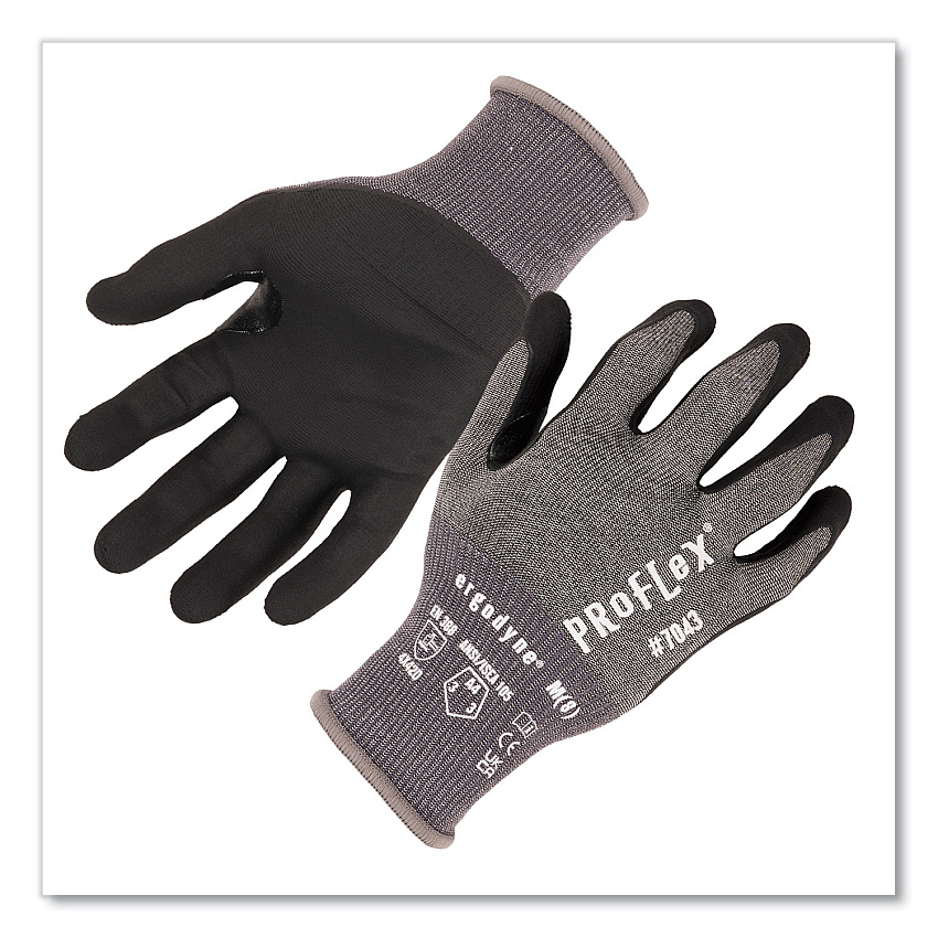 ergodyne ProFlex 7043 ANSI A4 Nitrile Coated CR Gloves, Gray, Large, 12 Pairs (10514)