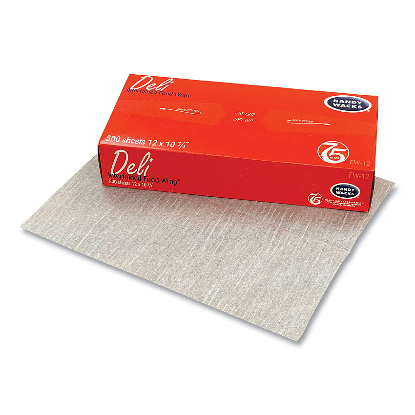 Handy Wacks Interfolded Food Wrap Deli Sheets, 10.75 x 12, 12/Carton (FW12)