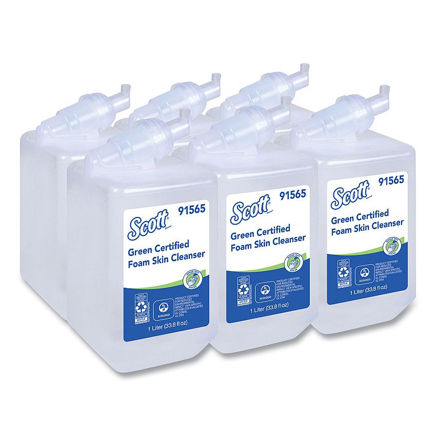 Scott Essential Green Certified Foam Skin Cleanser Refill, Unscented, 1,000 mL, 6/Carton (91565CT)