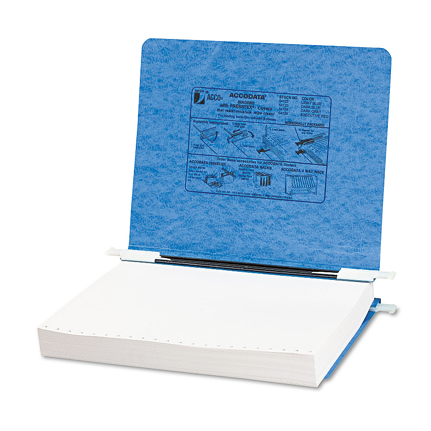 Acco PRESSTEX Covers with Storage Hooks, 2 Posts, 6" Capacity, 11 x 8.5, Light Blue (54122)