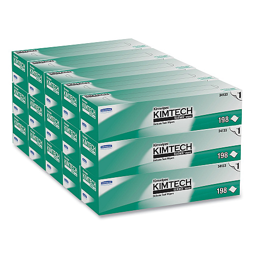 Kimtech Kimwipes Delicate Task Wipers, 1-Ply, 11.8 x 11.8, Unscented, White, 198/Box, 15 Boxes/Carton (34133)