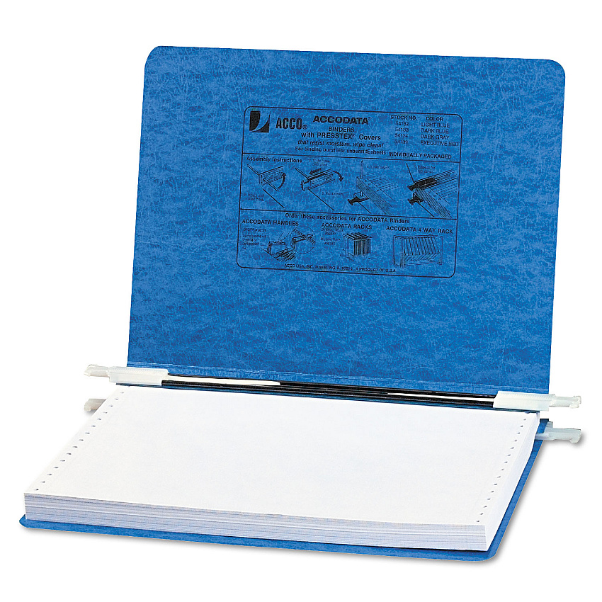 Acco PRESSTEX Covers with Storage Hooks, 2 Posts, 6" Capacity, 12 x 8.5, Light Blue (54132)