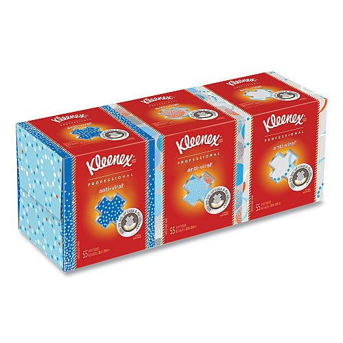 Kleenex&reg; Boutique Anti-Viral Facial Tissue, 3-Ply, 60 Sheet Box, 3 Box Pack (21286)
