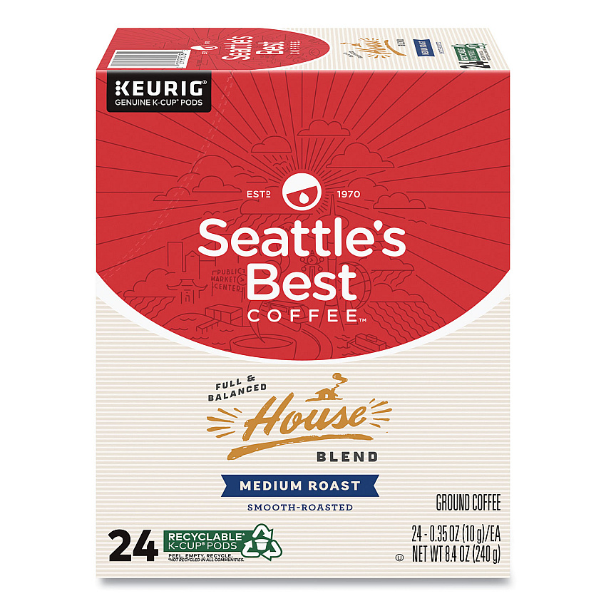 Seattle's Best House Blend Coffee K-Cup, 24/Box, 4/Carton (12407883CT)