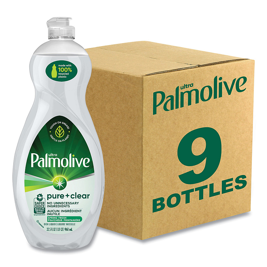 Palmolive Pure + Clear Dishwashing Liquid, Unscented, 32.5 oz Bottle, 9/Carton (US04272CT)