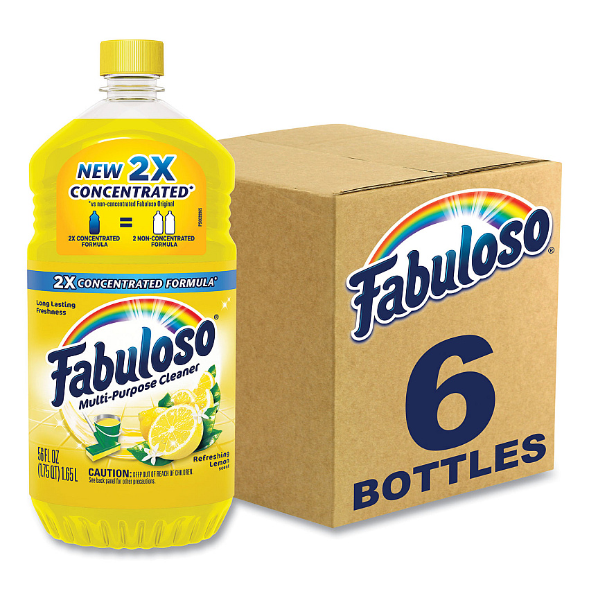Fabuloso&reg; Multi-Use Cleaner, Lemon Scent, 56 oz, 6 Bottles (MX06157CT)