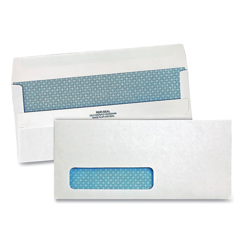 Quality Park Redi-Seal Security-Tint Envelope, Address Window, #10, Commercial Flap, Redi-Seal Closure, 4.13 x 9.5, White, 500/Box (21418)