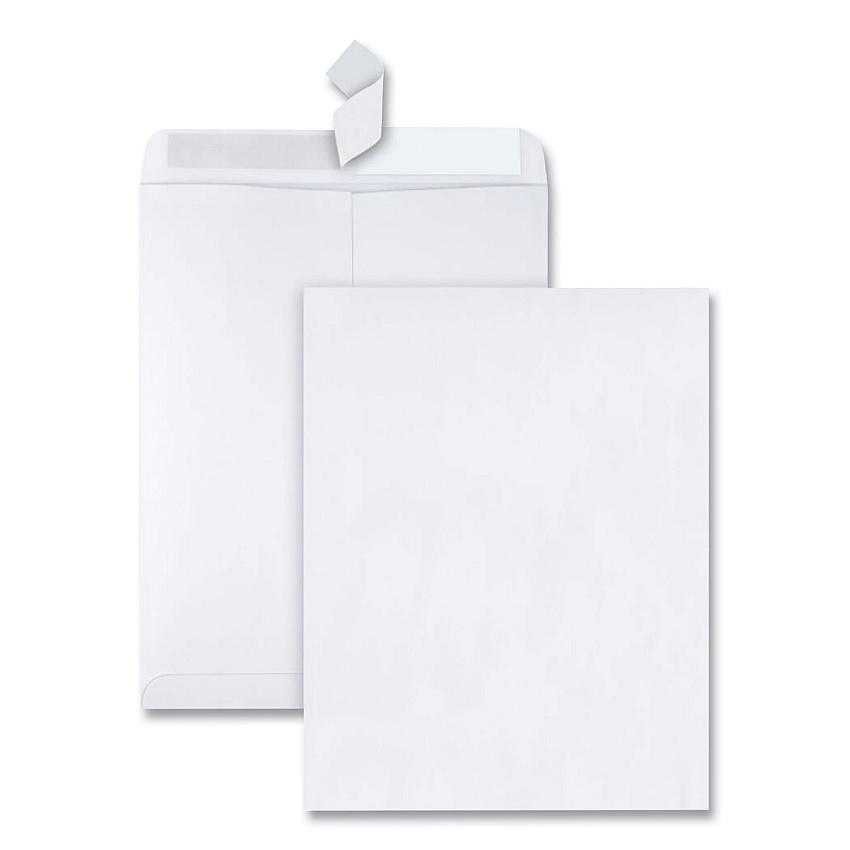 Quality Park Redi-Strip Catalog Envelope, #13 1/2, Cheese Blade Flap, Redi-Strip Adhesive Closure, 10 x 13, White, 100/Box (44782)