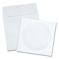 Quality Park CD/DVD Sleeves, 1 Disc Capacity, White, 100/Box (62903)