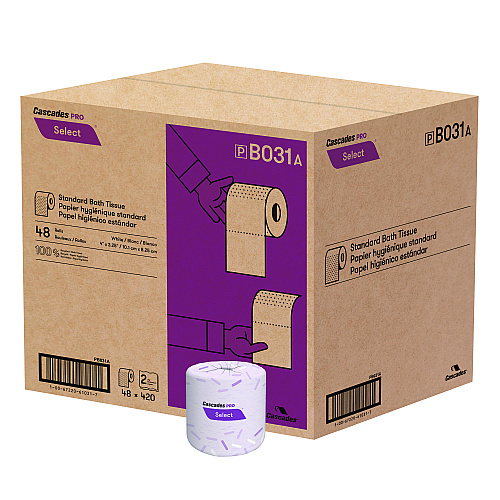 Cascades&reg; Pro Select Standard Toilet Paper, 2-Ply, 420 Sheets, 48 Rolls (B031)